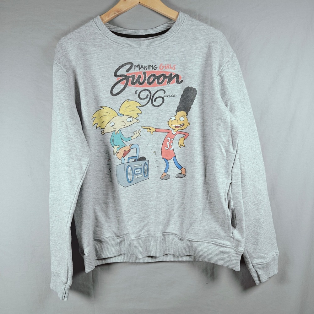 Nickelodeon Hey Arnold Making Girls Swoon Since 96 Gray Graphic Sweatshirt Small